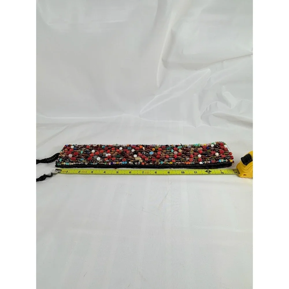 Indian Beaded Cotton Belt Belly Dance Costume Multi Color Stone Seed Bead